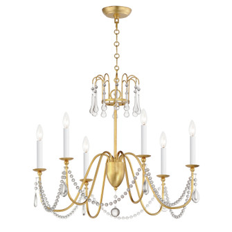 Plumette Six Light Chandelier in Gold Leaf (16|12166GL/CRY)