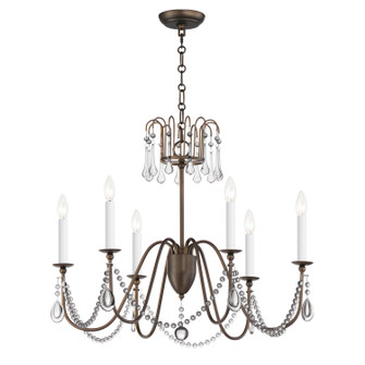 Plumette Six Light Chandelier in Chestnut Bronze (16|12166CHB/CRY)