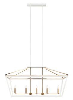 Mavonshire Five Light Chandelier in White + Aged Gold Brass (423|C67005WHAG)