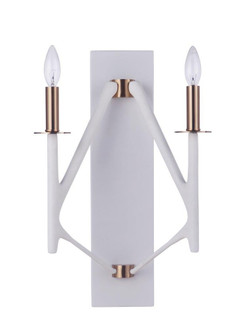 The Reserve Two Light Wall Sconce in Matte White / Satin Brass (46|55562-MWWSB)