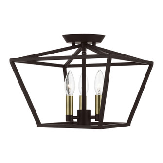 Devone Three Light Semi-Flush Mount in Bronze w/Antique Brass (107|49430-07)