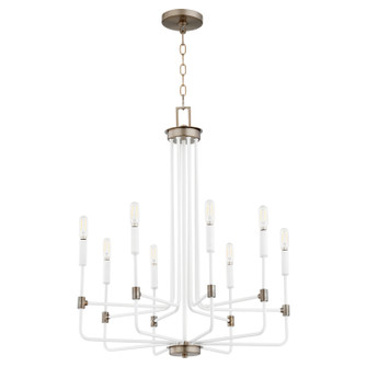 Davies Eight Light Chandelier in Studio White w/ Dark Brass (19|633-8-0881)