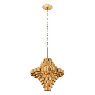Totally Tubular Five Light Foyer Pendant in Antique Gold/Carbon Black (137|369F05AGCB)