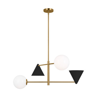 Cosmo Four Light Chandelier in Midnight Black and Burnished Brass (454|AEC1104MBKBBS) Cosmo Four Light Chandelier in Midnight Black and Burnished Brass (454|AEC1104MBKBBS)