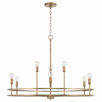 Fuller Nine Light Chandelier in Aged Brass (65|448791AD)