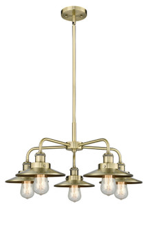 Downtown Urban Five Light Chandelier in Antique Brass (405|916-5CR-AB-M4-AB)