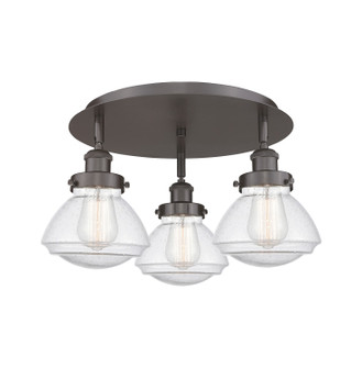 Downtown Urban Three Light Flush Mount in Oil Rubbed Bronze (405|916-3C-OB-G324)