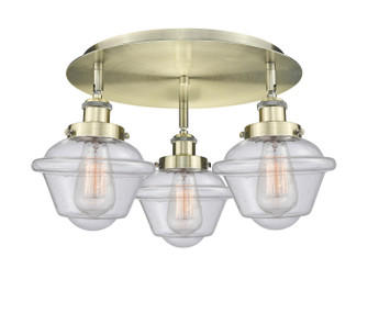 Ballston Urban Three Light Flush Mount in Antique Brass (405|916-3C-AB-G534) Ballston Urban Three Light Flush Mount in Antique Brass (405|916-3C-AB-G534)