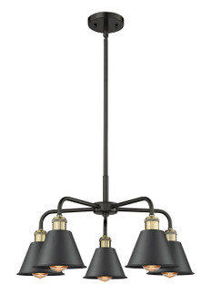 Downtown Urban Five Light Chandelier in Black Antique Brass (405|516-5CR-BAB-M8-BK)