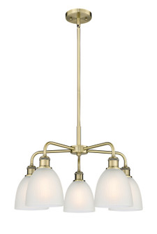 Downtown Urban Five Light Chandelier in Antique Brass (405|516-5CR-AB-G381)