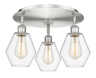 Downtown Urban Three Light Flush Mount in Satin Nickel (405|516-3C-SN-G652-6)