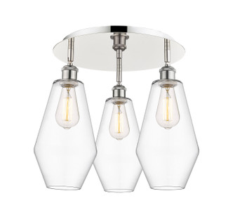 Downtown Urban Three Light Flush Mount in Polished Nickel (405|516-3C-PN-G652-7)