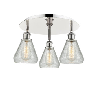 Downtown Urban Three Light Flush Mount in Polished Nickel (405|516-3C-PN-G275)