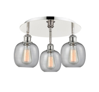 Downtown Urban Three Light Flush Mount in Polished Nickel (405|516-3C-PN-G104)