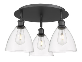 Downtown Urban Three Light Flush Mount in Matte Black (405|516-3C-BK-GBD-752)