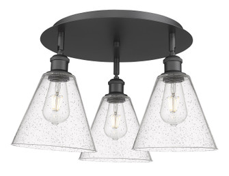 Downtown Urban Three Light Flush Mount in Matte Black (405|516-3C-BK-GBC-84)