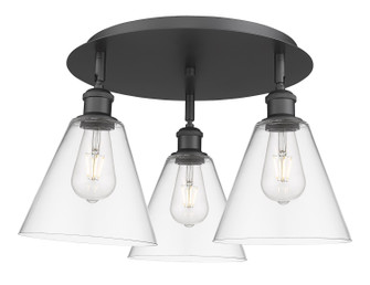 Downtown Urban Three Light Flush Mount in Matte Black (405|516-3C-BK-GBC-82)