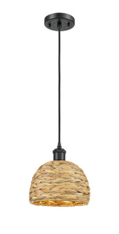 Downtown Urban One Light Pendant in Matte Black (405|516-1P-BK-RBD-8-NAT)