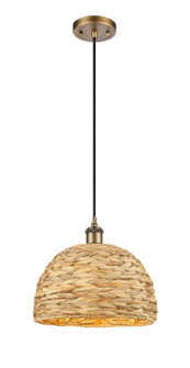 Downtown Urban One Light Pendant in Brushed Brass (405|516-1P-BB-RBD-12-NAT)