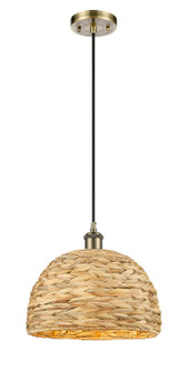 Downtown Urban One Light Pendant in Antique Brass (405|516-1P-AB-RBD-12-NAT)