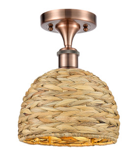 Downtown Urban One Light Semi-Flush Mount in Antique Copper (405|516-1C-AC-RBD-8-NAT)