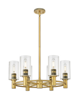 Downtown Urban LED Chandelier in Brushed Brass (405|434-6CR-BB-G434-7CL)
