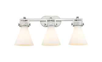 Downtown Urban Three Light Bath Vanity in Brushed Satin Nickel (405|411-3W-SN-G411-7WH)