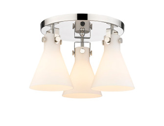Downtown Urban Three Light Flush Mount in Polished Nickel (405|411-3F-PN-G411-7WH)