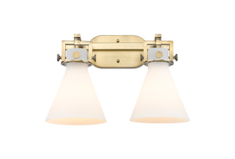 Newton Two Light Bath Vanity in Brushed Brass (405|411-2W-BB-G411-7WH)