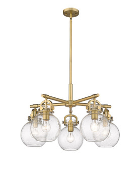 Downtown Urban Five Light Chandelier in Brushed Brass (405|410-5CR-BB-G410-7SDY)