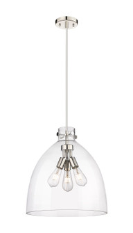 Downtown Urban Three Light Pendant in Polished Nickel (405|410-3PL-PN-G412-18CL)