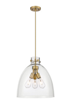Downtown Urban Three Light Pendant in Brushed Brass (405|410-3PL-BB-G412-16CL)
