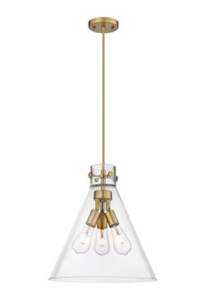 Downtown Urban Three Light Pendant in Brushed Brass (405|410-3PL-BB-G411-16CL)