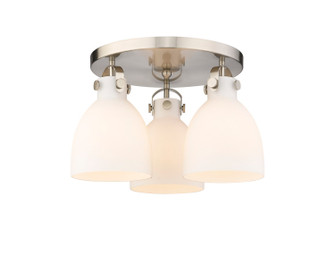 Downtown Urban Three Light Flush Mount in Satin Nickel (405|410-3F-SN-G412-7WH)