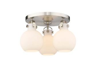 Downtown Urban Three Light Flush Mount in Satin Nickel (405|410-3F-SN-G410-7WH)