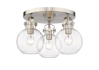 Downtown Urban Three Light Flush Mount in Satin Nickel (405|410-3F-SN-G410-7CL)