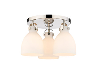 Downtown Urban Three Light Flush Mount in Polished Nickel (405|410-3F-PN-G412-7WH)