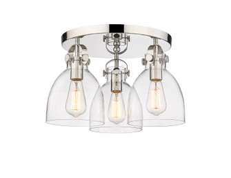 Downtown Urban Three Light Flush Mount in Polished Nickel (405|410-3F-PN-G412-7CL)