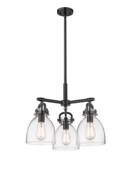 Downtown Urban Three Light Pendant in Matte Black (405|410-3CR-BK-G412-7CL)