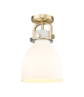 Downtown Urban One Light Flush Mount in Brushed Brass (405|410-1F-BB-G412-8WH)