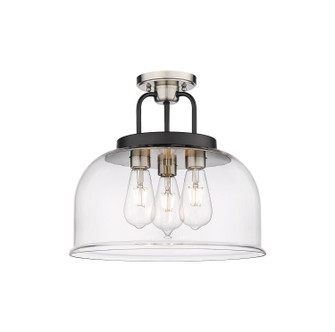 Downtown Urban Three Light Flush Mount in Black Satin Nickel (405|239-3C-BSN-G239-15CL)