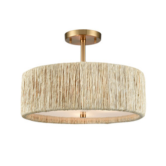 Abaca Three Light Semi Flush Mount in Satin Brass (45|32469/3)