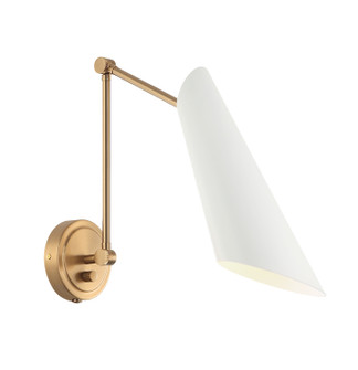 Butera One Light Wall Sconce in Aged Gold Brass / White (423|S08021AGWH)