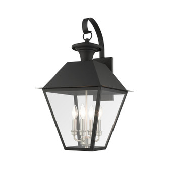 Wentworth Four Light Outdoor Wall Lantern in Black w/ Brushed Nickel Cluster (107|27222-04)