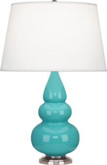 Small Triple Gourd One Light Accent Lamp in Egg Blue Glazed Ceramic w/Antique Silver (165|292X)