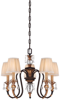 Bella Cristallo Five Light Chandelier in French Bronze w/Gold Leaf Highlights (29|N6645-258B)