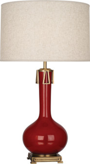 Athena One Light Table Lamp in Oxblood Glazed Ceramic w/Aged Brass (165|OX992)