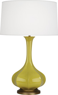 Pike One Light Table Lamp in Citron Glazed Ceramic w/Aged Brass (165|CI994)