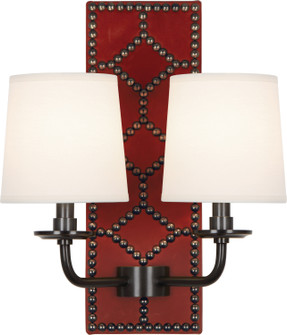 Williamsburg Lightfoot Two Light Wall Sconce in Dragons Blood Leather w/Nailhead/Deep Patina Bronze (165|Z1031)