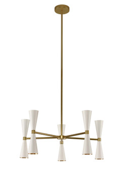 Milo LED Chandelier in White and Vintage Brass (33|310470WVB)